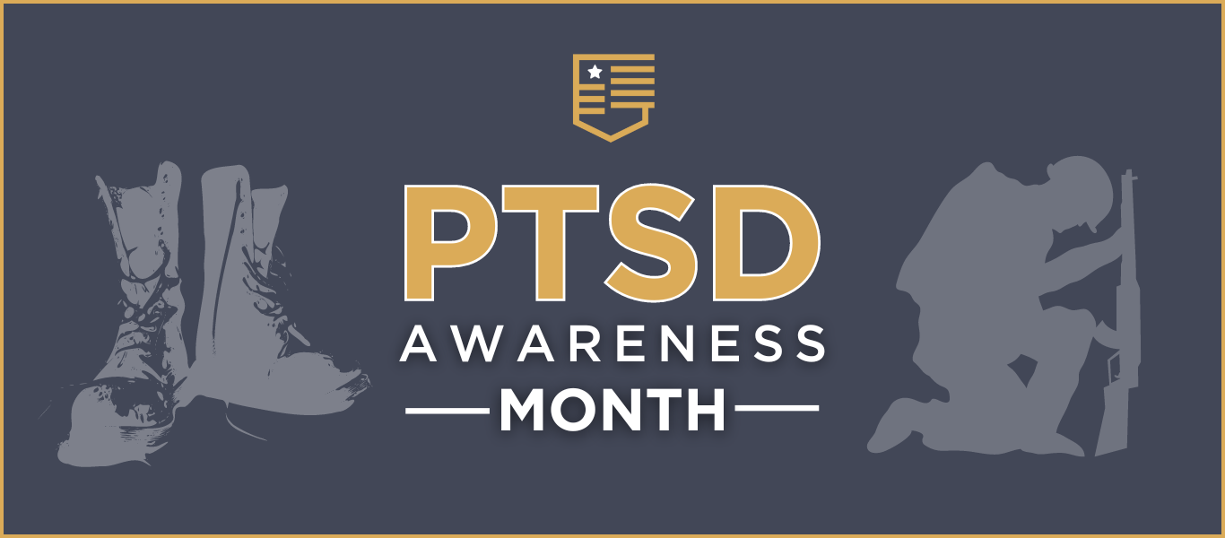 PTSD Awareness Month graphic with soldiers